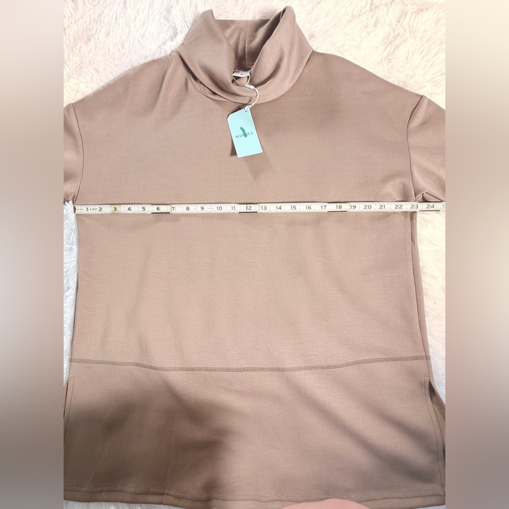 WIHOLL Taupe Mock Neck Long Sleeve Top – Size XL (NWT) - Picture 13 of 16